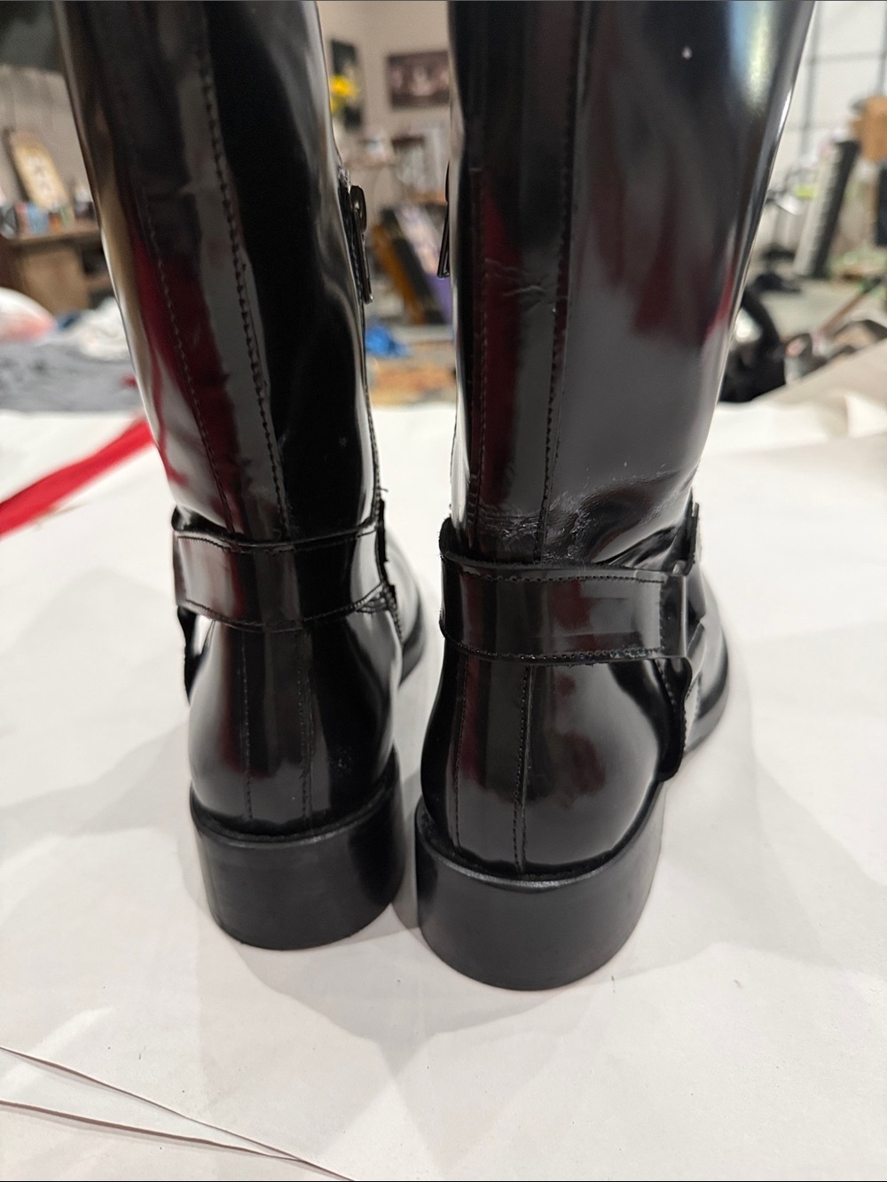 Steve Madden Two-Tone Riding Boots in Black and Brown - Picture 3 of 6